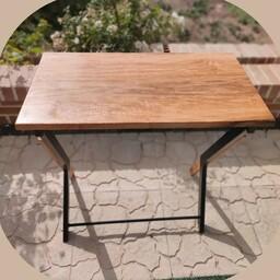 میز چوبی لپ تاپ تلفیق چوب چنار و فلز  کاملا ژورنالی و روغن گیاهی خارجی