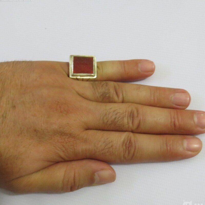 انگشتر نقره دستساز مردانه نگین عقیق خطی اصلی عاشورایی  رکاب مهر وفایی فر  21گرمی