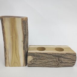 جا شمعی  چوبی روستیک خوش نقش  جنس چوب توت سوراخ شماره 35