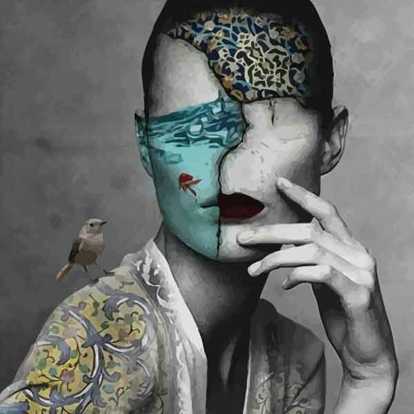 تابلو بوم چاپی لاویا طرح پرتره زن مدرن کد ART-827