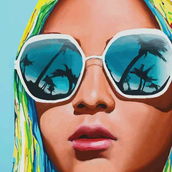 تابلو بوم چاپی لاویا طرح پرتره دختر عینکی کد ART-1074