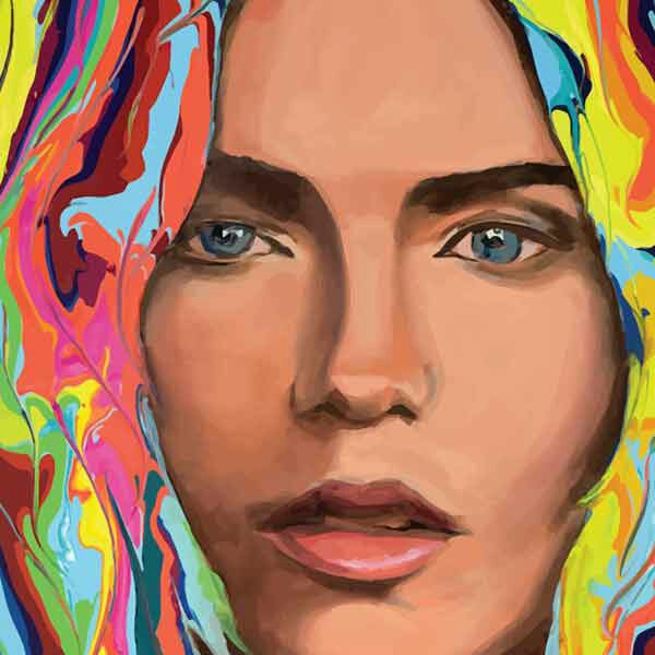 تابلو بوم چاپی لاویا طرح پرتره زن نقاشی کد ART-1071