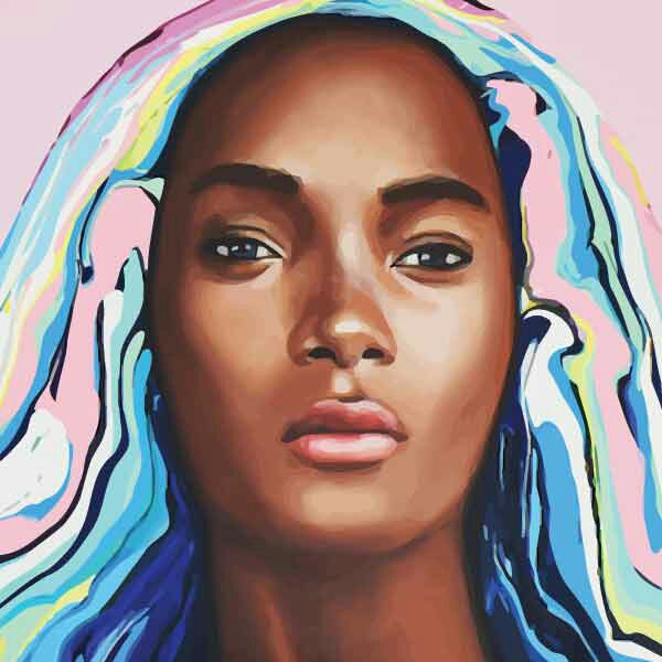 تابلو بوم چاپی لاویا طرح زن مو رنگی کد ART-1122