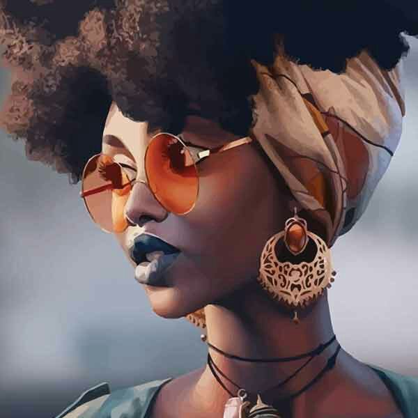 تابلو بوم چاپی لاویا طرح زن سیاه پوست کد ART-1230