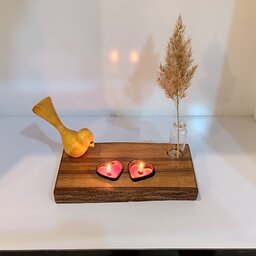 جاعودی و جاوارمر روستیک دکوراتیو رومیزی به همراه پرنده کوچک چوبی 