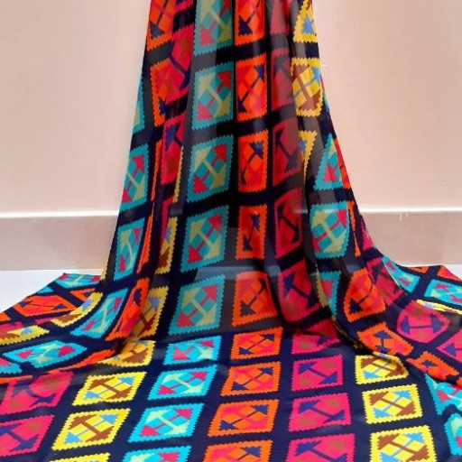روسری حریر سفارشی شیک مزونی مجلسی چند رنگ قواره دار عرض120 برند تبسم با هدیه 