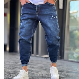 شلوار جین مردانه پارچه ترک مام فیت آبی مدل RIVER اسپرت
