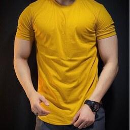 تیشرت مردانه  ترک یقه گرد زرد مدل SKY(سایزبندی کامل)