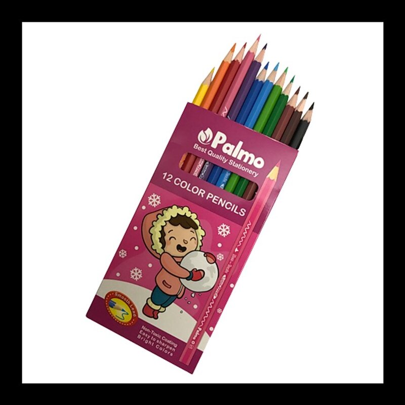 مداد رنگی 12 رنگ جعبه مقوایی پالمو 12 بسته 