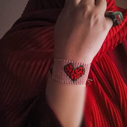دستبند دوستی بافت طرح هندوانه قلبی ویژه یلدا
