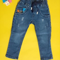 شلوار لی /جین بچگانه کمرکشی سایز 50 تا 60 رنگ آبی مارک All Jeen