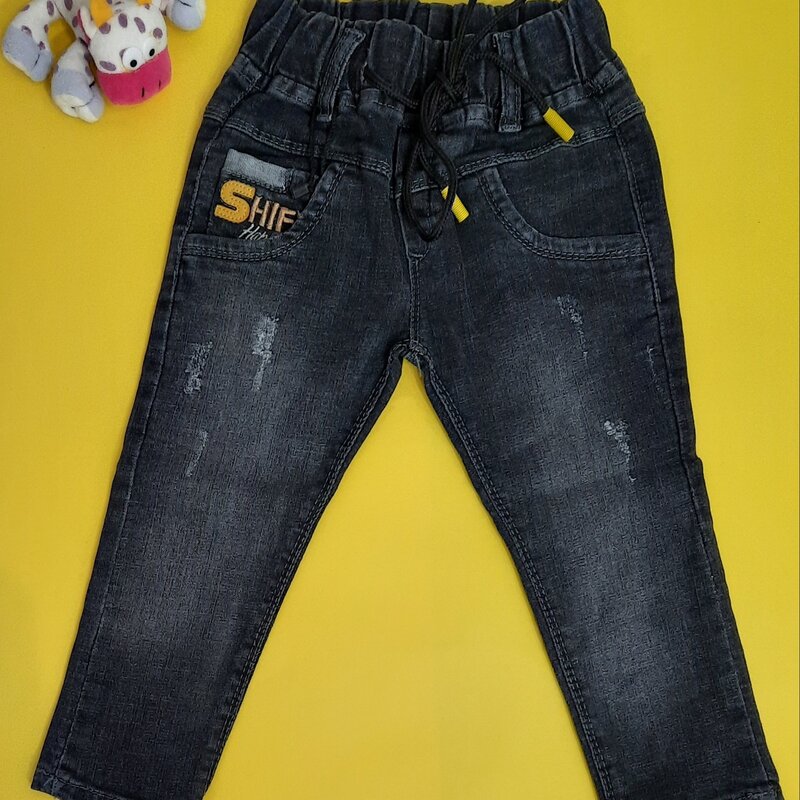 شلوار لی/جین بچگانه کمر کشی رنگ زغالی سایز 50 تا 60 مارک AllJeen