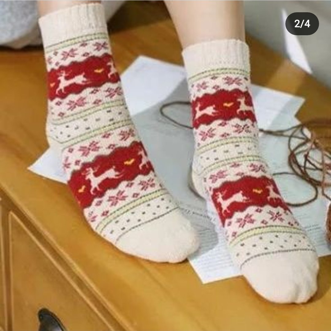 جوراب  ساقدار  زنانه طرح گوزن  جنس نخی  فری سایز از 36 تا 41 