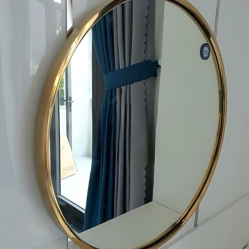 آینه قاب فلزی دایره 80طلایی براق ساویسانا