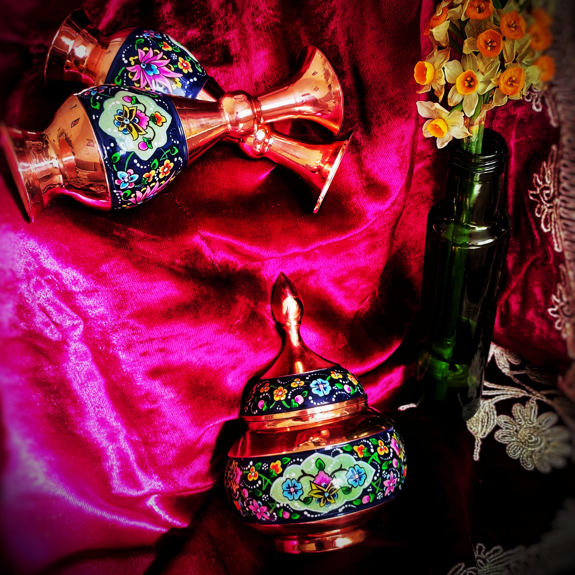شکلات خوری مس و پرداز مدل ترنج ارتفاع 17