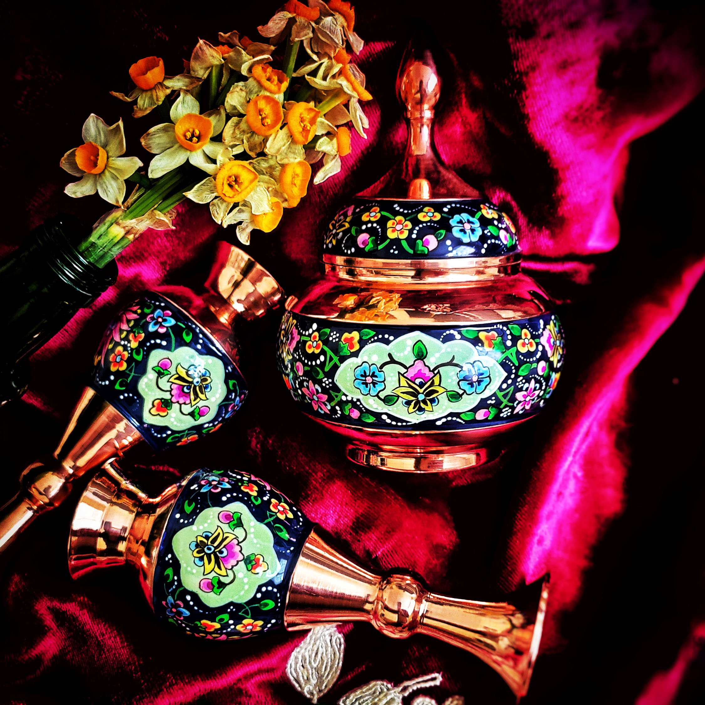 شکلات خوری مس و پرداز مدل ترنج ارتفاع 17