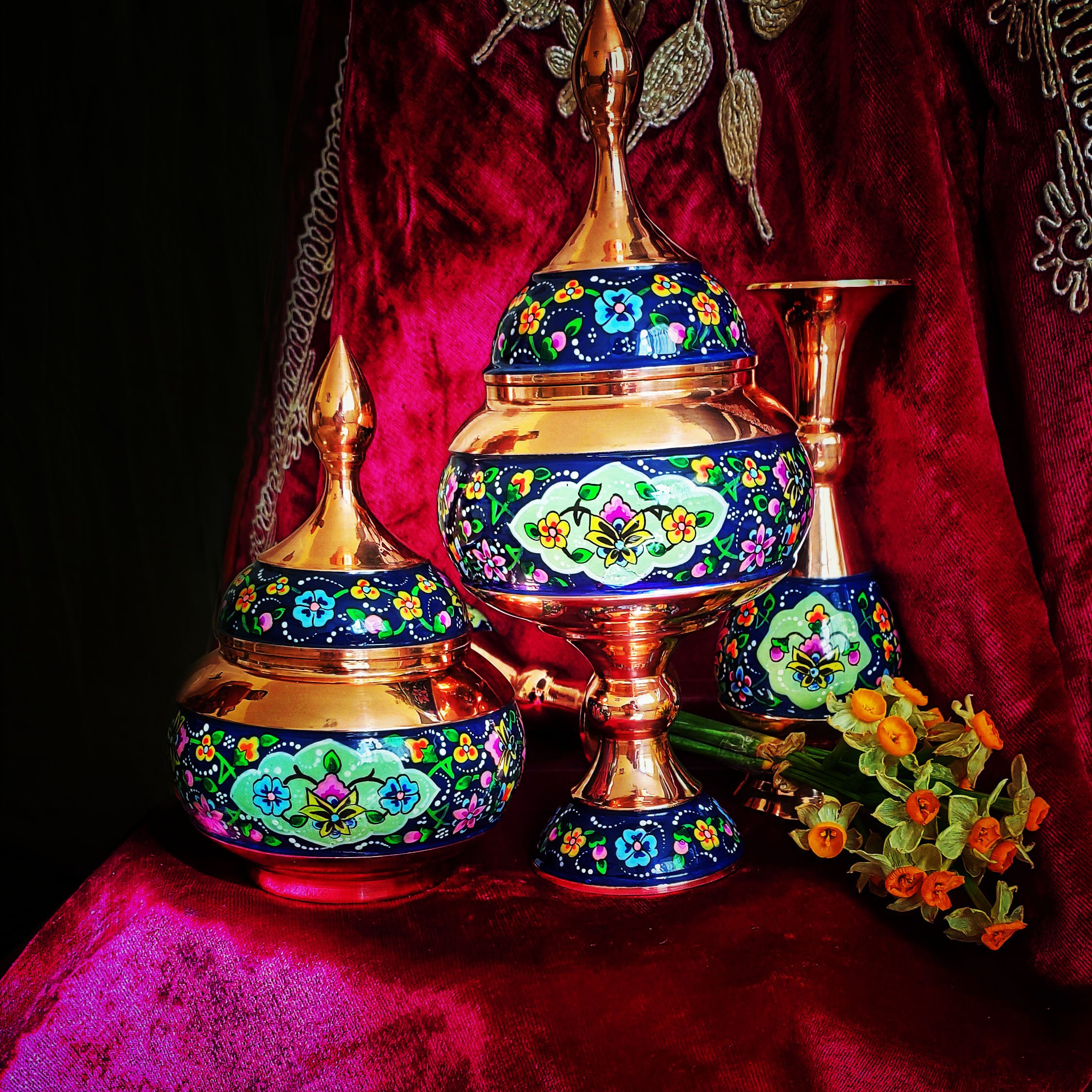 شکلات خوری مس و پرداز مدل ترنج ارتفاع 17