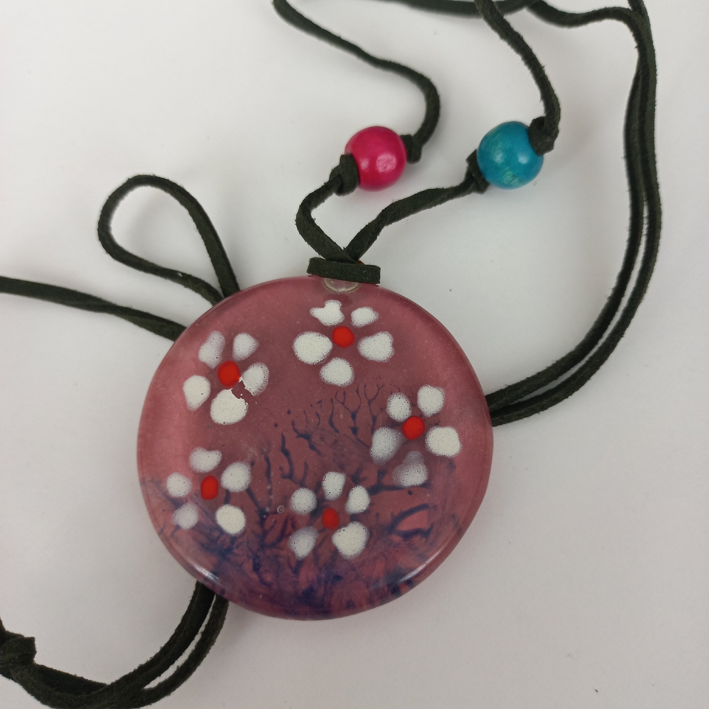 گردنبند  شیشه ای آمینا طرح شکوفه بهاری