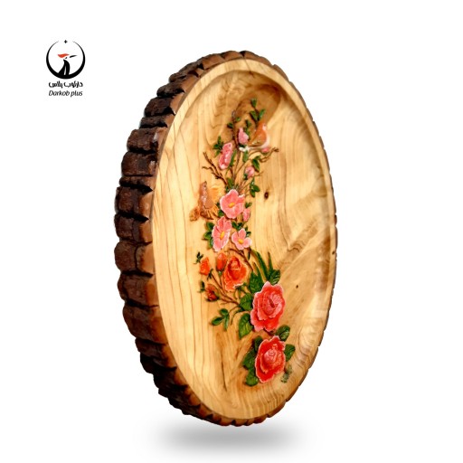 تابلو چوبی منبت کاری مدل شوکا (اولین تابلو گل و پرنده ایرانی منبت کاری شده)