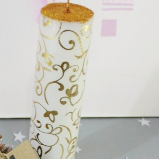 شمع تزئینی طلایی طرحدار به همراه فال حافظ دستنویس