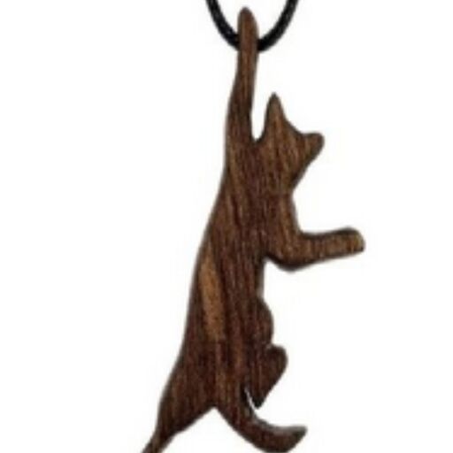 گردنبند چوبی گربه قهوه ای ( حدود 5  سانت )