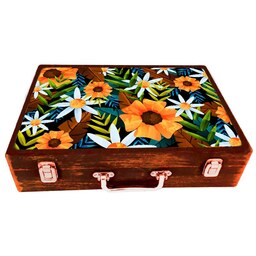 جعبه چوبی مدل چمدان بزرگ طرح بهاری 5      