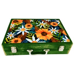 جعبه چوبی مدل چمدان بزرگ طرح بهاری 7    