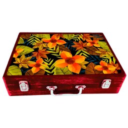 جعبه چوبی مدل چمدان بزرگ طرح بهاری 10      