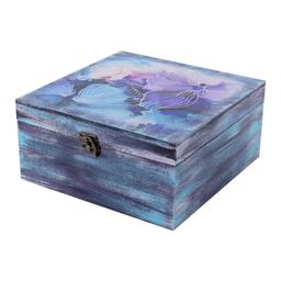 جعبه هدیه چوبی مدل هنری طرح گل آبرنگ