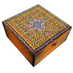 جعبه هدیه چوبی مدل سنتی طرح کاشی 7
