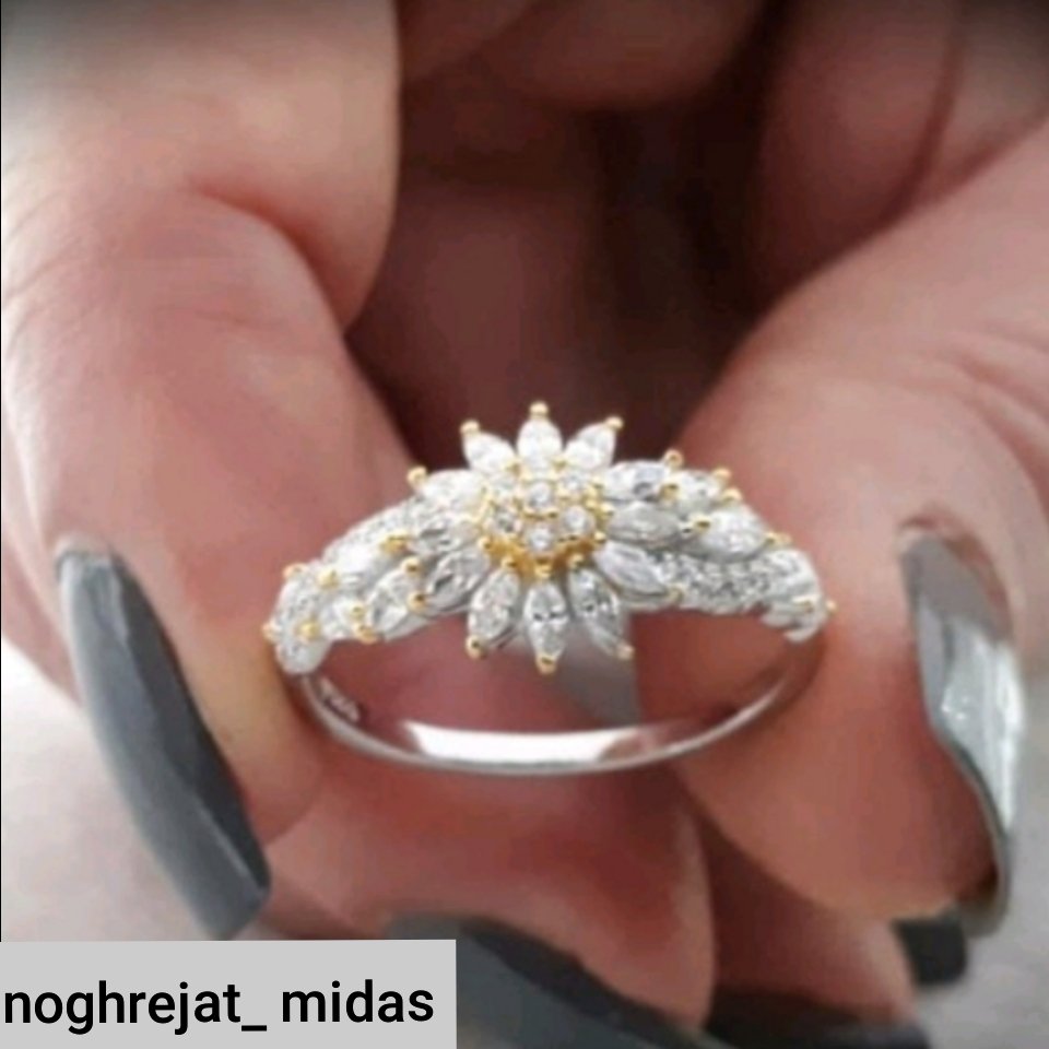 انگشترزنانه نقره جواهرایتالیایی دورنگ