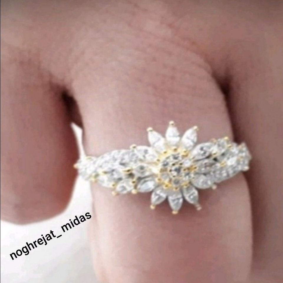 انگشترزنانه نقره جواهرایتالیایی دورنگ