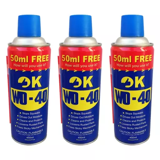 اسپری روان کننده اوکی مدل WD-40 حجم 450 میلی لیتر بسته 3 عددی