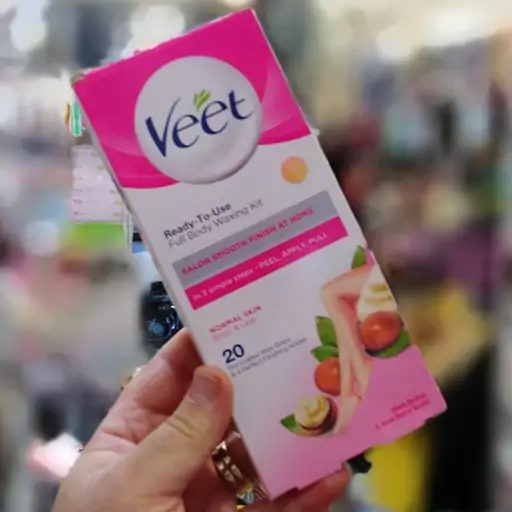 نوار موبر بدن ورقی ویت veet پد موم اپیلاسیون پد مومک ورقی آماده Veet مو بر ورقی بدن موم ورقی موم نواری موم کاغذی  