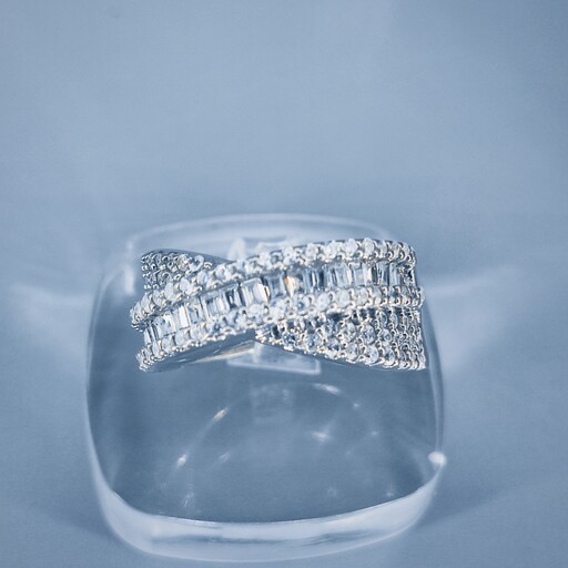 انگشتر نقره زنانه طرح جواهر به قیمت تولیدی کدPB14
