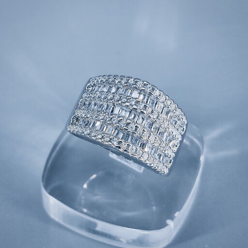 انگشتر نقره زنانه طرح جواهر به قیمت تولیدی کد PB3