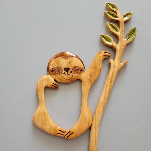 پین موی شاخه همراه حلقه تنبل چوبی دستساز چوبی گالری  