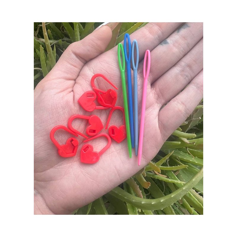 قلاب بافتنی دسته ژله ای مدل S- 1 به همراه سنجاق نشانه گذار بافتنی پک 8 تایی
