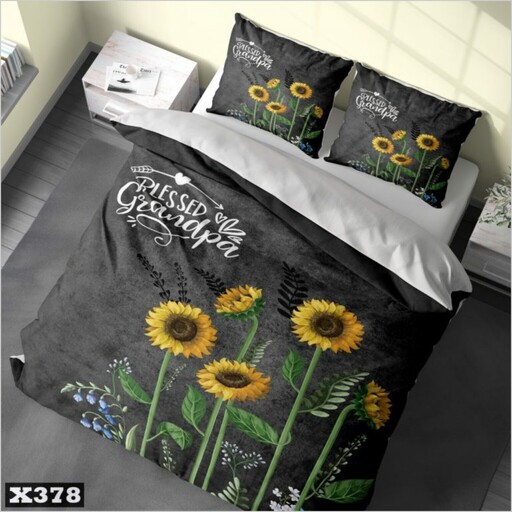 روتختی دونفره طرح گل آفتابگردون زرد مناسب تخت با عرض160 