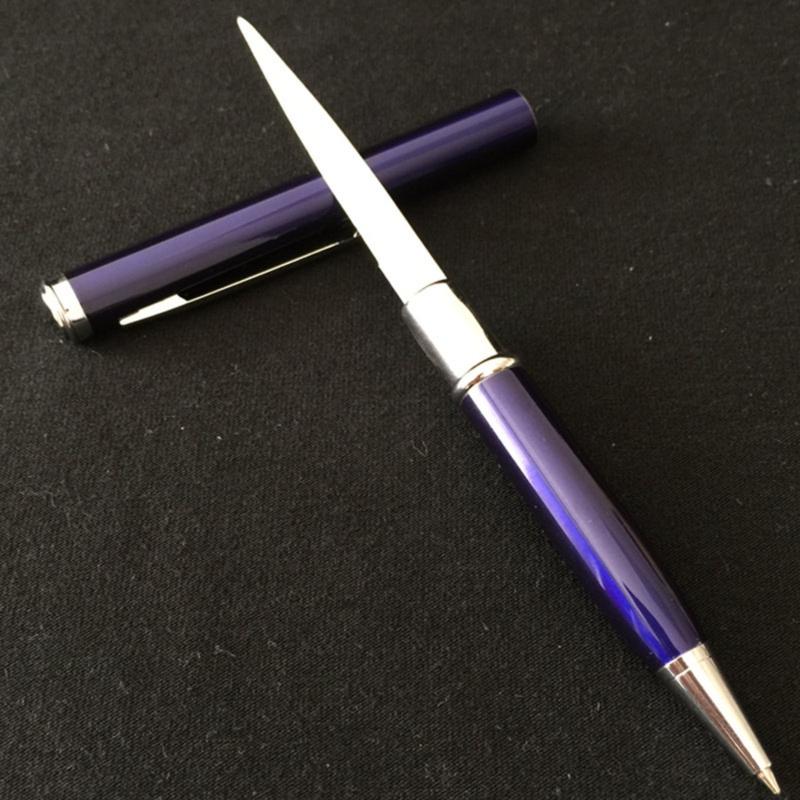 چاقو قلمی سفری رنگ آبی کاربنی 