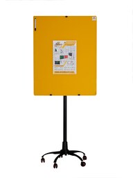 تخته وایت برد شیشه ای با پایه مدیریتی مغناطیسی زرد سایز 100×80