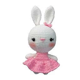 عروسک بافتنی مدل خرگوش دخترانه سفید و صورتی