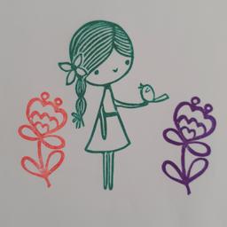 مهر دستساز لینولئوم طرح دخترک زیبا مناسب چاپ روی کاغذ و در ابعاد بزرگ قابلیت چاپ روی پارچه