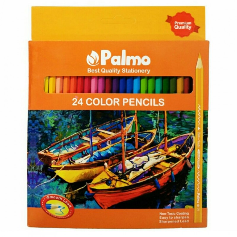 مداد رنگی 24 رنگ پالمو جعبه مقوایی کیفیت عالی 