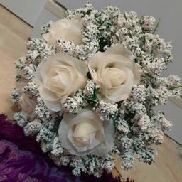 دسته گل عروس با گل رز مصنوعی