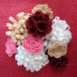 انواع گل رنگارنگ نمدی برای تزئین اتاق جعبه و حلقه ولکام(تک)