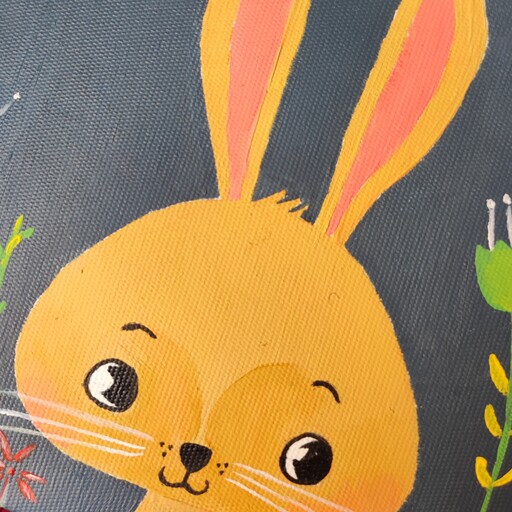 تابلو نقاشی فانتزی  خرگوش رنگ روغن مناسب کودکان سایز 20 در 20