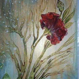 نقاشی گل سرخ فروشگاه چهارباغ اصفهان 