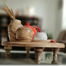 رایزر گرد پایه دار چوبی چوب روس رنگ قهوه ای روشن ضد آب پوشش روغن گیاهی
