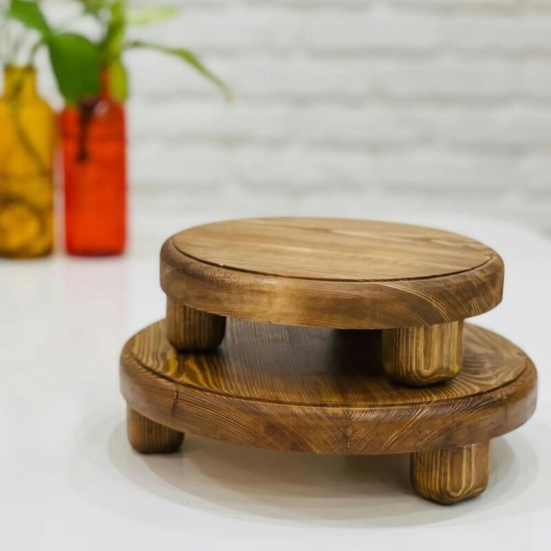 رایزر گرد در دوسایز مختلف چوبی رنگ قهوه ای روشن چوب روس ضد آب